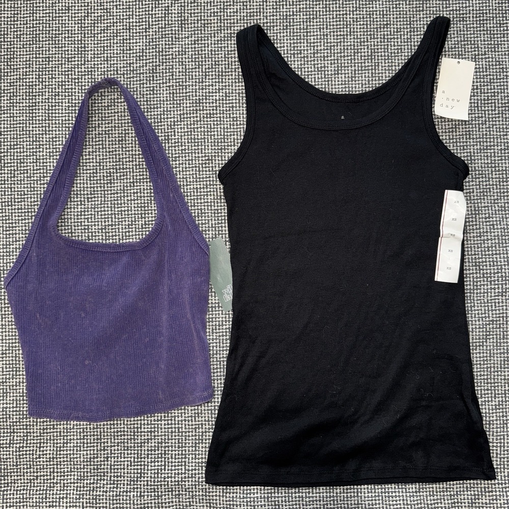 NEW Women's Black & Purple Tank Tops - Size CS